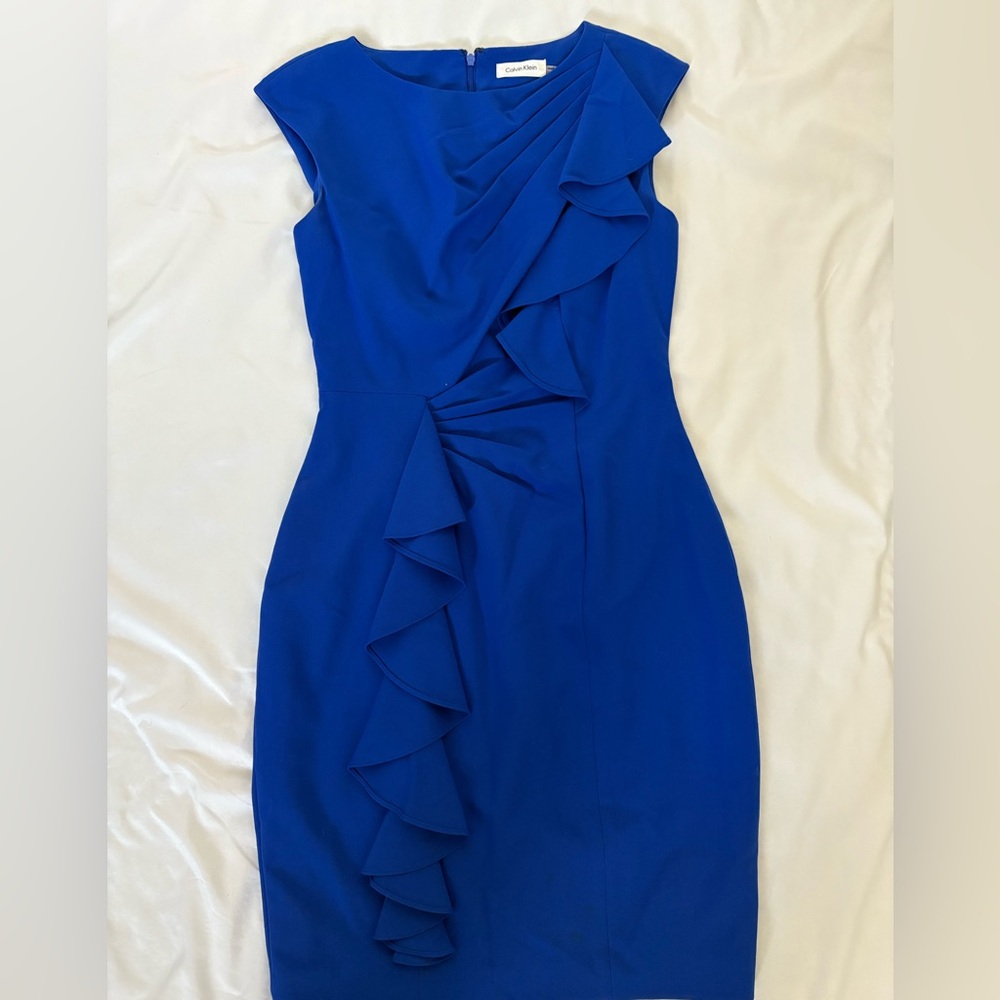 Calvin Klein Royal Blue Asymmetrical Dress